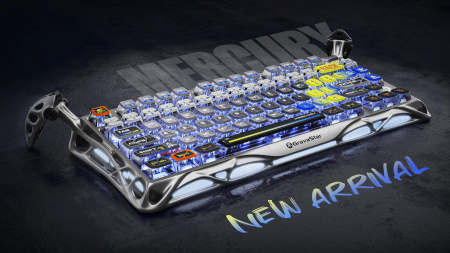 Клавіатура механічна GravaStar Mercury K1 Pro 80keys, GravaStar x Kailh Speedy Mint, BT/WL/USB, Interstellar Silver - фото 3 Клавіатура механічна GravaStar Mercury K1 Pro 80keys, GravaStar x Kailh Speedy Mint, BT/WL/USB, Interstellar Silver - фото 3