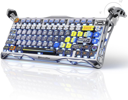 Клавіатура механічна GravaStar Mercury K1 Pro 80keys, GravaStar x Kailh Speedy Mint, BT/WL/USB, Interstellar Silver - фото 14 Клавіатура механічна GravaStar Mercury K1 Pro 80keys, GravaStar x Kailh Speedy Mint, BT/WL/USB, Interstellar Silver - фото 14