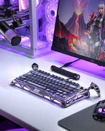 Клавіатура магнітна GravaStar Mercury V75 Pro 80keys, GravaStar x Gateron Jade Gaming, USB-A, 8k, RGB, Iron Purple - фото 16