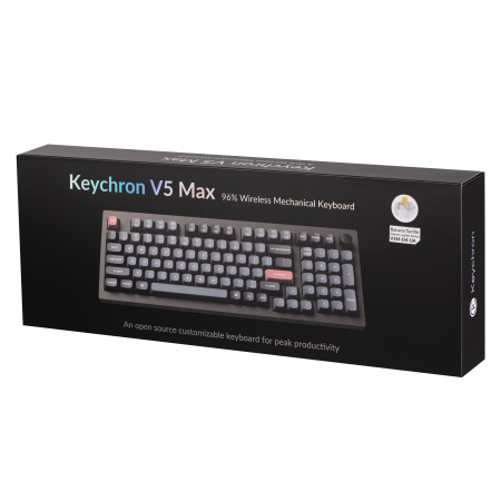Keychron Клавіатура механічна Keychron V5 Max 100Key, Gateron Jupiter Banana, Knob, WL/BT/USB-A, Hot-Swap, QMK, EN/UKR, RGB, чорний - фото 12