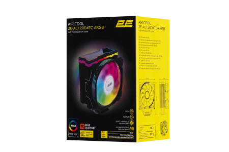 2E Gaming Процесорний кулер Air Cool AC120D4TC-ARGB, LGA1851, 1700, 1366, 1200, 115x, AM5, AM4, AM3, AM3+, AM2, AM2+, FM2, FM1, 4pin PWM, 3pin +5VARGB, TDP 180W - фото 17