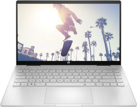 HP Ноутбук Pavilion x360 14-ek2002ua 14" FHD IPS Touch, Intel 7-150U, 16GB, F1024GB, UMA, DOS, сріблястий - фото 1