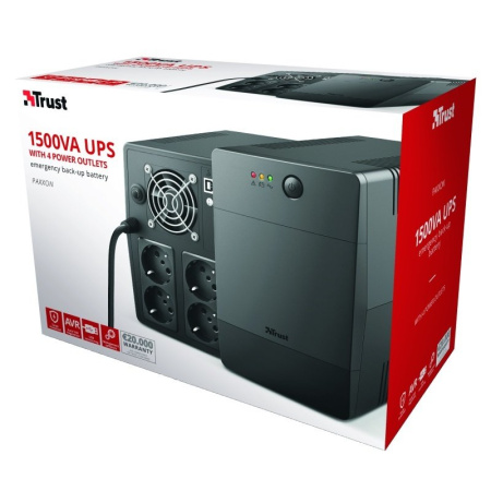 Джерело безперебійного живлення Trust Paxxon 1500VA UPS with 4 standard wall power outlets BLACK - фото 5