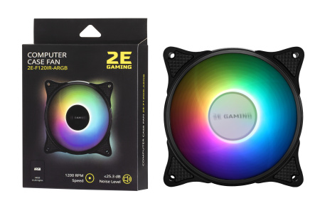 Корпусний вентилятор 2E GAMING F120IR-ARGB, 120мм, 1200rpm, 3pin, 3pin +5VARGB, 25.3dBa, чорний - фото 2
