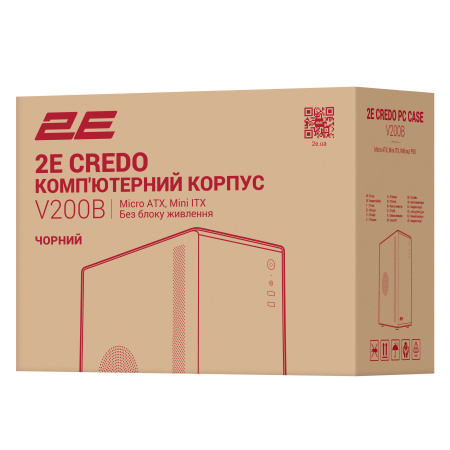 Корпус 2E Credo V200B без БЖ, 2xUSB3.0, 1x80мм, VGA 250мм, mATX, чорний - фото 9