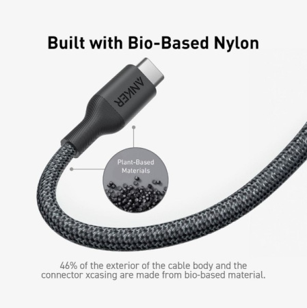 Кабель Anker 544 USB-C to USB-C - 1.8m 140W Bio-Nylon Black - фото 6
