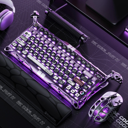 Клавіатура магнітна GravaStar Mercury V75 Pro 80keys, GravaStar x Gateron Jade Gaming, USB-A, 8k, RGB, Iron Purple - фото 6