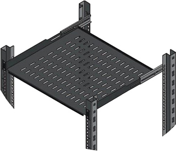 MIRSAN Полиця 19", 1U, регульована 450-540 мм, чорна