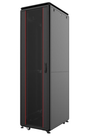 Шафа MIRSAN 19", 22U, GTV, скляні двері, 600x800 мм, максимально 2000 кг, чорна - фото 1