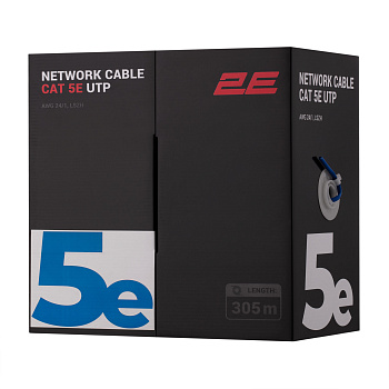 Кабель "вита пара" 2E CAT 5e, U-UTP, 305м, AWG 24/1, LSZH, синій