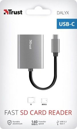 Кардрідер Trust Dalyx USB-С > SD/microSD, Алюміній, 0.08м, Сірий - фото 6
