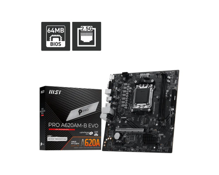 Материнcька плата MSI PRO A620AM-B EVO sAM5 A620 2xDDR5 M.2 HDMI D-Sub mATX - фото 4
