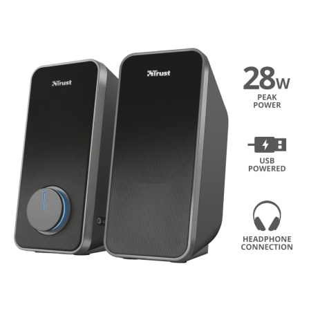 Акустична система Trust Arys 2.0, 14Вт, USB/AUX, чорний - фото 2