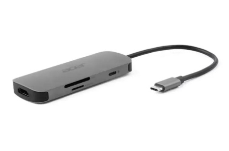 Хаб Acer 7in1 USB-С > 3xUSB-A3.2/HDMI/USB-C/PD/SD, 0.15м, сірий - фото 2