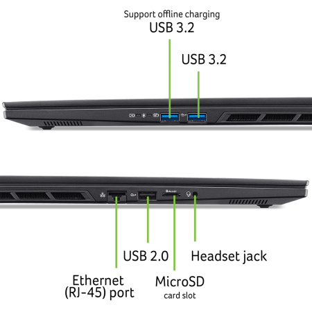 Ноутбук Acer Nitro 16S AN16S-61 16" WQXGA IPS, AMD R9-365, 32GB, F2TB, NVD5070-8, Lin, чорний - фото 3