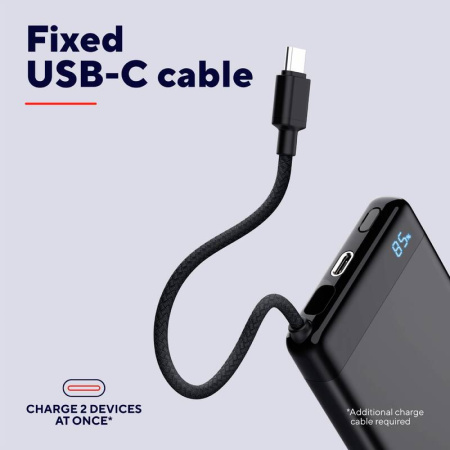 Акумулятор портативний літій-іонний power bank Trust Fiera, 10000мА·год, 2хUSB-C, 20W, PD/QC 3.0, чорний - фото 3