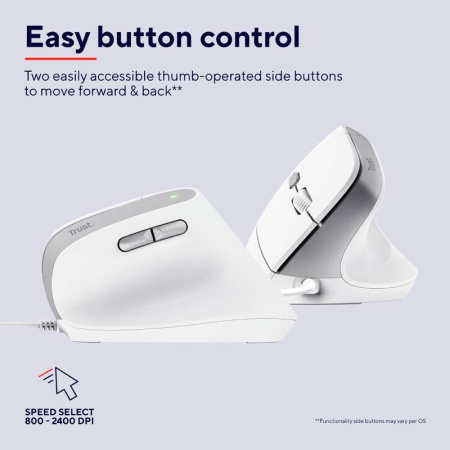 Миша Trust Bayo 2 Ergonomic, USB-A, біла - фото 4