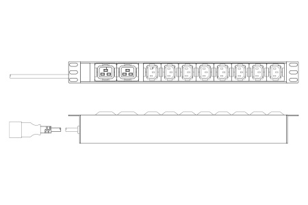 Digitus Пристрій розподілу електроживлення 1U, 8xC13, 2xC19, 16A, 250V, вилка C20 - фото 9