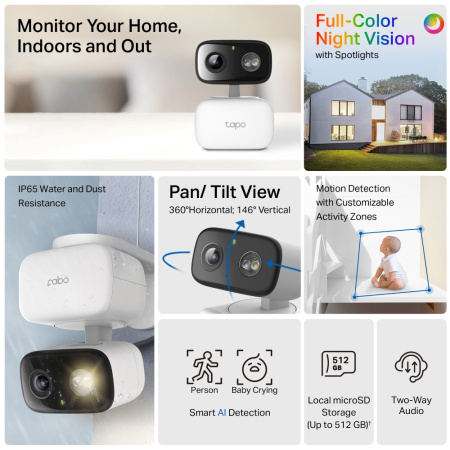 IP-Камера TP-LINK Tapo C206 FHD N300 microSD motion detection. зовнішня/внутрішня, AI - фото 3