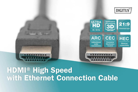 Digitus Кабель HDMI (M/M), 5м, High speed/Ethernet, чорний - фото 6