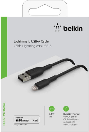 Belkin Кабель USB-A > Lightning заряджання/синхронізації 1м, 12Вт, PVC, чорний - фото 6