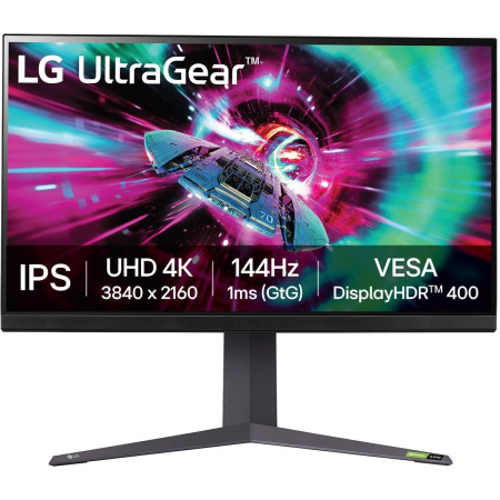 Монітор LG 31.5" 32GR93U-B 2xHDMI, DP, USB, Audio, IPS, 3840x2160, 144Hz, 1ms, DCI-P3 95%, G-SYNC, FreeSync, Pivot, HDR400 - фото 1