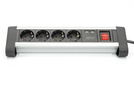 Блок розеток DIGITUS Office, 4xSchuko 16A, 2xUSB 2A, вимикач, 1.5м, вилка Schuko - фото 6