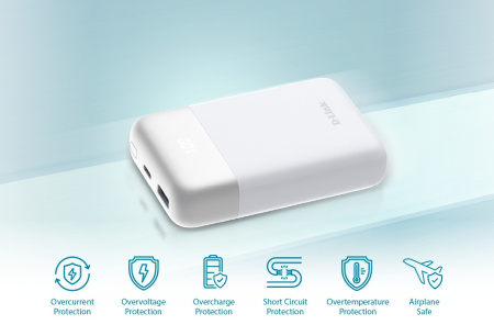 Акумулятор портативний літій-іонний Power Bank D-Link 10000мА*год 18Вт 1xUSB-A, 1xUSB-C, білий - фото 3