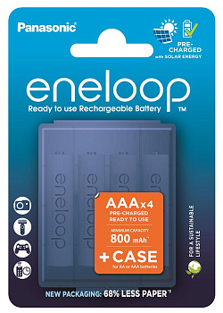 Акумулятор Panasonic Eneloop NI-MH  AAA 800 мАг, 4 шт, з кейсом для зберігання
