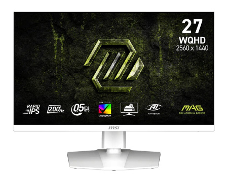 Монітор MSI 27" MAG 274QRFW-E20 2xHDMI, DP, Audio, IPS, 2560x1440, 200Hz, 0.5ms, sRGB 124%, AdaptiveSync, Pivot, HDR400, білий - фото 1