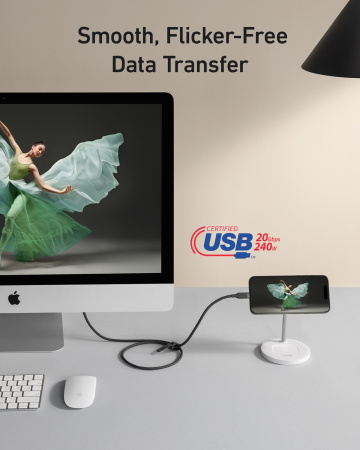 Кабель Anker USB-C to USB-C - 0.9m 240W 20 Gbps 4K Video Tranfer Bio-Nylon Black - фото 6