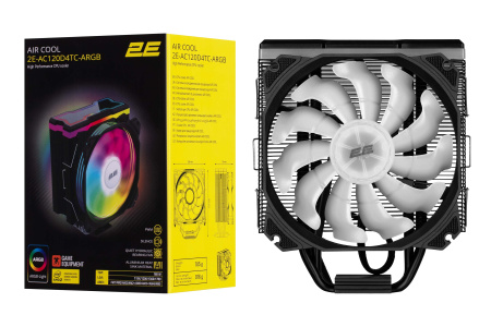 2E Gaming Процесорний кулер Air Cool AC120D4TC-ARGB, LGA1851, 1700, 1366, 1200, 115x, AM5, AM4, AM3, AM3+, AM2, AM2+, FM2, FM1, 4pin PWM, 3pin +5VARGB, TDP 180W - фото 16