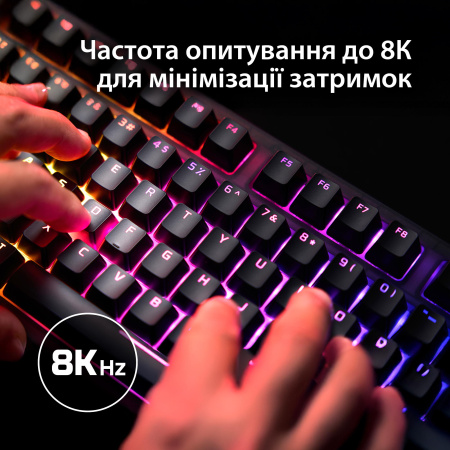 Клавіатура механічна HyperX Alloy Origins 2 65key, Red, USB-A, Hot-Swap, EN/UA, RGB, чорний - фото 11