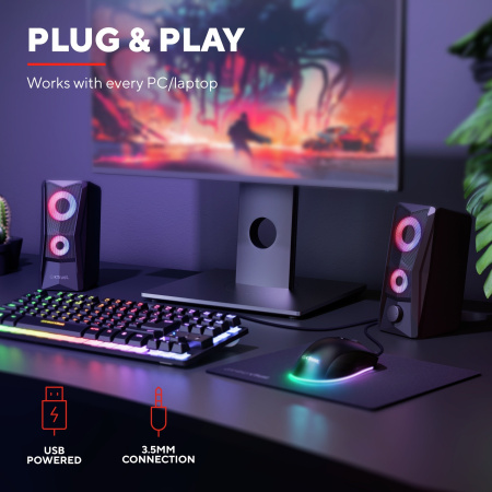 Акустична система Trust GXT 606 Javv 2.0, USB/AUX, RGB, чорний - фото 11