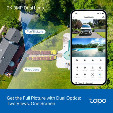 Камера IP з подвійним об'єктивом TP-LINK Tapo C246D 3MP N300 microSD motion detection - фото 2