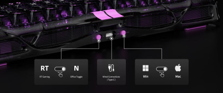 Клавіатура магнітна GravaStar Mercury V75 Lite 75keys, Blackcore, USB-A, Transparent Black - фото 5