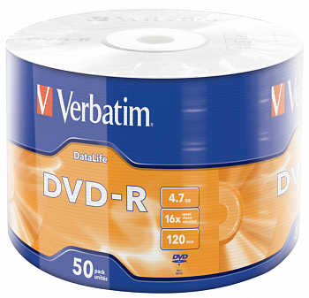 Диск Verbatim DVD-R 4,7Gb 16x DATA LIFE Tape Wrap 50 pcs (43791)