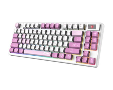 Клавіатура механічна MSI FORGE GK600 TKL W VIOLET UA 83key, mechanical Linear, USB-A, Wireless, Bluetooth, EN/UKR/RU, RGB, фіолетовий - фото 3