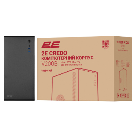 Корпус 2E Credo V200B без БЖ, 2xUSB3.0, 1x80мм, VGA 250мм, mATX, чорний - фото 10