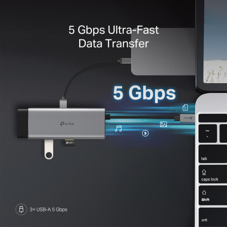 Хаб USB TP-LINK UH7021C USB-C > 3xUSB3.0/1xHDMI/1xSD/1xmicroSD/1xPD 100Wh - фото 9