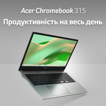 Ноутбук Acer Chromebook CB315-4HT 15" FHD IPS Touch, Intel C N4500, 8GB, F128GB, UMA, ChromeOS, сріблястий - фото 2
