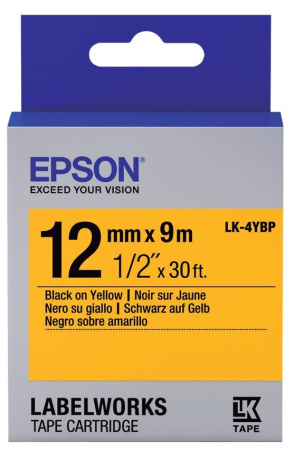 Картридж зі стрічкою Epson LK4YBP принтерів LW-300/LW-400/LW-400VP/LW-600P/LW-700/LW-Z710/LW-900P/LW-1000P/LW-Z5000BE Pastel Black/Yellow 12mm/9m - фото 1