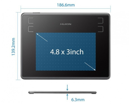 Графічний планшет Huion 4.8"x3" H430P, microUSB, чорний - фото 8