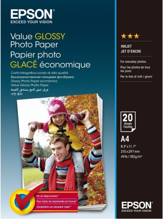 Папір Epson A4 Value Glossy Photo Paper 20 арк. - фото 1