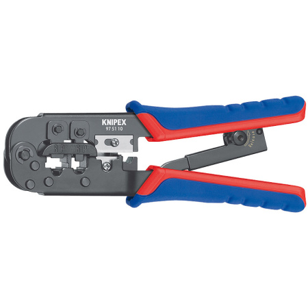 Обжимний інструмент KNIPEX, багатофункціональний, RJ 11/12, RJ 45, 190мм, 0.340кг - фото 1