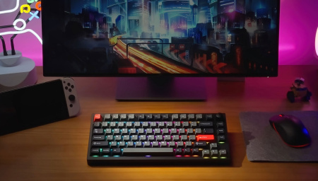Клавіатура механічна Lemokey  P1 Pro 84Key, Keychron Super Banana, WL/BT/USB-A, QMK/VIA, Hot-Swap, EN/UKR, RGB,  Knob, Carbon Black - фото 3
