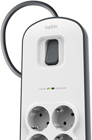 Belkin Подовжувач-фільтр мережевий 6хТип F, 3x1.5мм кв, 16А, 2xUSB-A 2.4A, з захистом від перенапруги, 2м, білий - фото 5