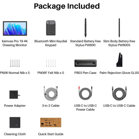Графічний монітор Huion 19" Kamvas Pro 19,4K  USB-Cх2, 3.5 mini-jack, сірий темний - фото 2