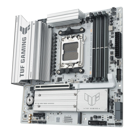 Материнcька плата ASUS TUF GAMING B850M-PLUS WIFI7 W sAM5 B850 4xDDR5 M.2 HDMI DP Wi-Fi BT mATX білий - фото 4 Материнcька плата ASUS TUF GAMING B850M-PLUS WIFI7 W sAM5 B850 4xDDR5 M.2 HDMI DP Wi-Fi BT mATX білий - фото 4