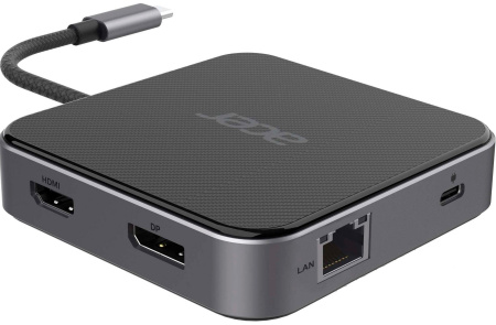 Хаб Acer USB-С > HDMI/DP/2xUSB-A3.2/USB-C/RJ45/mini-jack, 0.15м, чорний - фото 2 Хаб Acer USB-С > HDMI/DP/2xUSB-A3.2/USB-C/RJ45/mini-jack, 0.15м, чорний - фото 2